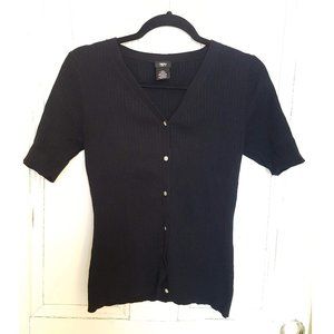 Short sleeve ribbed cardigan
